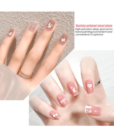 NATUCE Nail Stamp Set - 12PC Nail Stamping Plates Silicone Stamper & Storage Bag for Stunning Nail Art - Buy Online on GoSupps.com