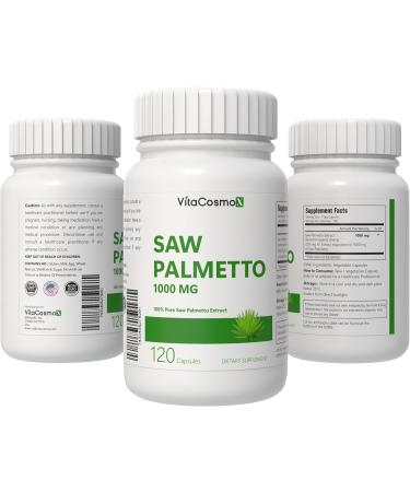 VitaCosmoX Saw Palmetto 1000mg 120 Vegan Capsules 60 Servings Gluten Free Non-GMO and Vegetarian Friendly - Buy Online on GoSupps.com