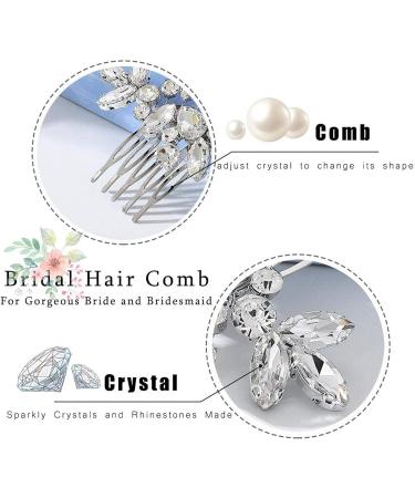 Bridal Flower Side Hair Clips Bride Crystal Hair Comb Crystal Rhinestone Wedding Hair Comb Bride Crystal Hair Comb Bridal Wedding Hair Clip Comb for Women and Girls - Buy Online on GoSupps.com