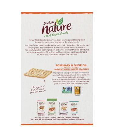 Back To Nature Non-GMO Rosemary Olive Oil Whole Wheat Crackers - 8.5 oz - Buy Online on GoSupps.com