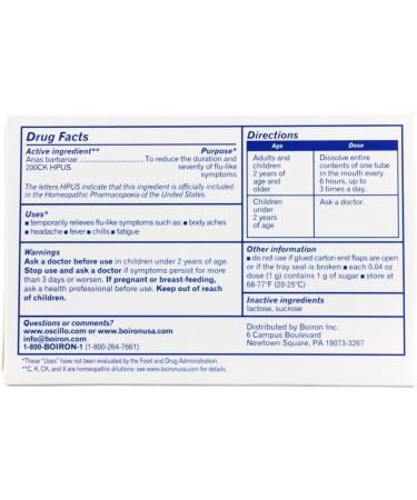 Oscillococcinum Flu-Like Symptom Relief - Fast Acting Homeopathic Remedy - Buy Online on GoSupps.com