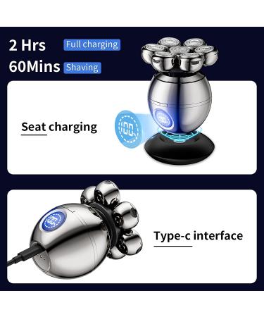 5-in-1 Electric Head Shaver for Bald Men - Rotary Design Head Shavers Kit with Clippers, Nose Trimmer, Brush, Massager - Cordless and Rechargeable Silver - Buy Online on GoSupps.com
