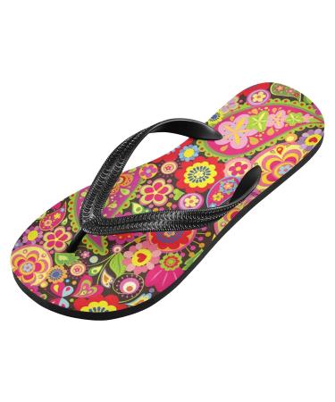 Mnsruu Spring Floral Paisley Print Flip Flops - XXL Size for Men & Women | Home Hotel Spa & Travel Footwear - Buy Online on GoSupps.com