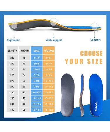 Kelaide Arch Support Insoles - Relief for Plantar Fasciitis, Flat Feet, Pronation - Orthotic Inserts for Men and Women - Blue, Size Mens(8-8.5)/Womens(10-10.5) - Buy Online on GoSupps.com