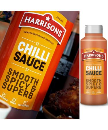 Harrisons Chilli Sauce Bottles Pack of 2 Vegetarian Sauces 1 of 300 ml and 2nd Sauce 1L -No Artificial Colour and Flavour - Made in UK - Buy Online on GoSupps.com