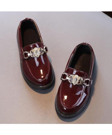 Girls Rhinestone Loafer Slip On Leather Shoes - Wine, 3.5-4 Years Toddler - Buy Online on GoSupps.com