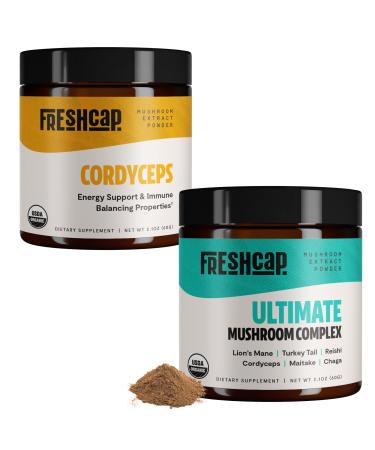 FreshCap Mushrooms Energy Bundle (Cordyceps Powder and Ultimate Mushroom Complex Powder)
