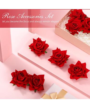 12 Pack Red Rose Floral Hair Clips - Mexican Hair Flowers Hairpin Set for Women | Wedding and Party Supplies - Rose Hair Accessories - Buy Online on GoSupps.com