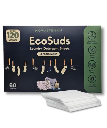 Eco-Friendly Laundry Detergent Sheets: Plastic-Free Hassle-Free and Perfect for Up to 120 Loads (60 Sheets) (Arctic Rain)