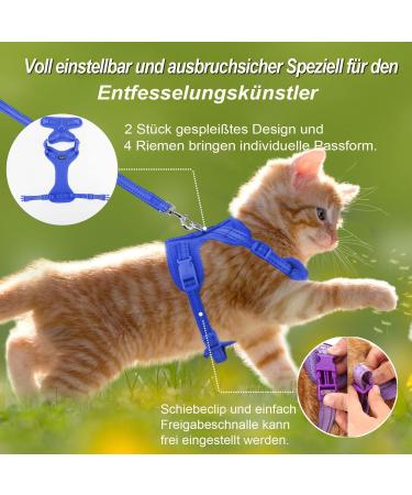 Supet Cat Dishes & Leash Set - Blue Swinging Kitten Harness with Reflective Stripes | Universal Fit for Cats/Puppies (44.5-49.5 cm) - Buy Online on GoSupps.com