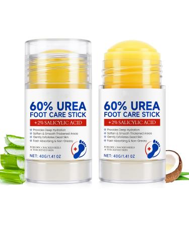 Lot de 2 cr mes hydratantes et anti-craquelures pour les pieds l'ur e 60 % - Cr me hydratante et anti-fissures pour les pieds - Pour les coudes les genoux les pieds et les mains les coudes