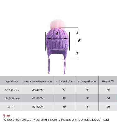LANGZHEN Toddler Winter Hat Earflap Knit Cap for Baby Boys Girls 2-4 Years - Purple - Buy Online on GoSupps.com