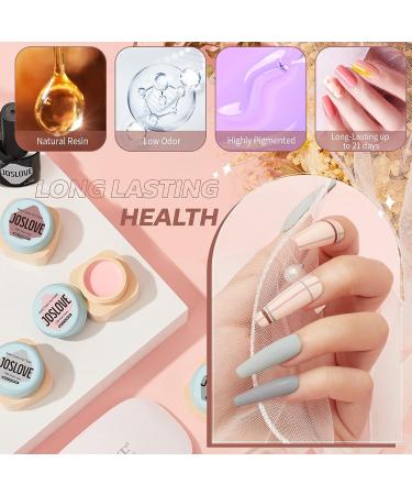 JOSLOVE Solid Gel Polish Kit with UV Light - 6 Colors Nude Gray Pink Set | Soak Off Nail Lamp with Base Top Coat | All In One Gel Nail Polish Set - Ideal Gift for Women | B-Gray - Buy Online on GoSupps.com