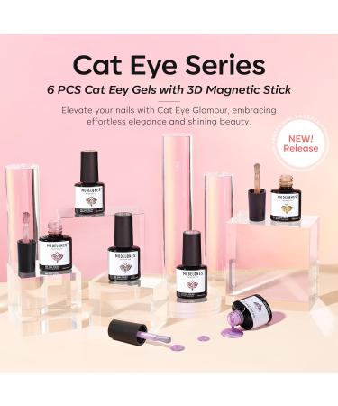 Modelones Cat Eye Gel Nail Polish Set 6 Colors Holographic Pink Purple Brown Gel Polish Glitter 9D Magnetic Gel Polish Pink Gel Polish with Magnet Nail Art DIY Salon For Women - Buy Online on GoSupps.com