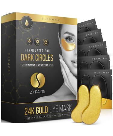 DERMORA Under Eye Mask Patches - 20 Packs - Face Mask Skin Care Products for Puffy Eyes, Dark Circles, Wrinkles and Fine Lines - Cruelty-Free & Vegan Eye Patches - Stocking Stuffers for Women & Men 20 Pair (Pack of 1) Dark Circles