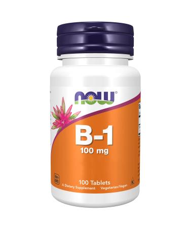 Now Foods B-1 100mg 100 Vegan Tablets Lab-Tested Vitamin B1 Thiamine Gluten Free Soy Free Vegetarian