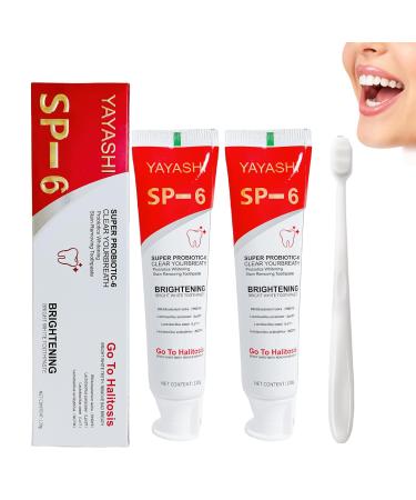 Sp-6 Toothpaste 2 Pack Probiotic Whitening Toothpaste Sp-6 Probiotic Whitening Toothpaste Sp-6 Toothpaste Teeth to Remove Tooth Stains (with 1 Toothbrush)