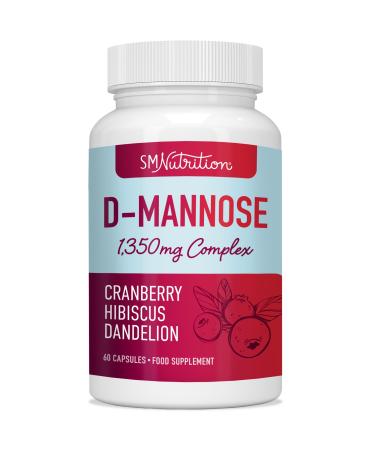 D Mannose Capsules | 1000mg | D-Mannose Powder with Cranberry Juice Concentrate Dandelion Extract & Hibiscus for Urinary Tract Discomfort and Support* | Gluten-Free | 60 Veggie Pills (30-Day Supply)