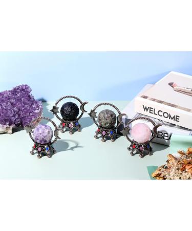 JOVIVI 40mm Rose Quartz Crystal Ball with Bronze Star Moon Stand - Healing Stones for Spiritual Meditation and Home Decoration - Buy Online on GoSupps.com