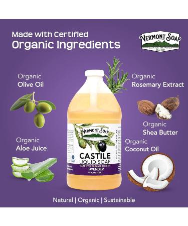 Vermont Castile Soap Lavender 64 Oz - Gentle Liquid Soap & Natural Body Wash - Organic Shampoo for Oily Hair - Aloe Castile Soap for Men & Women - Buy Online on GoSupps.com