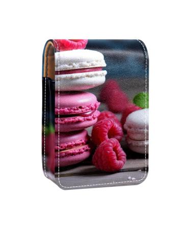 Lipstick Case Leather Lip Gloss Lipstick Organizer with Mirror Mini Lipstick Holder Bag Cake Strawberry Dessert H918a0ggpy