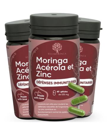 Bio Ac rola et Moringa - Suppl ment avec Vitamine C et Zinc pour renforcer le syst me immunitaire | Le seul avec Moringa | RedMoringa pour l'immunit | Fabriqu en Italie - 180 capsules v g tales 180 g lules