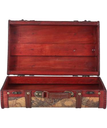 Vintage Composite Wood Portable Suitcase with Map Pattern - Stylish Storage Chest for International Shipping - Buy Online on GoSupps.com