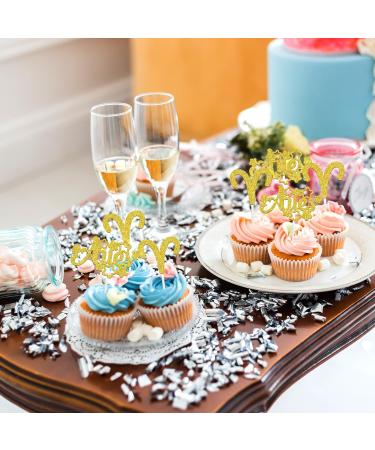 12Pcs Aries Cupcake Topper Big Aries Energy/Aries Season 12 Constellation March/April Birthday Cupcake Decoration Horoscope Astrology Birthday Party Supplies Gold Glitter - Buy Online on GoSupps.com