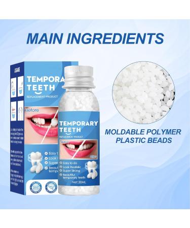 Temporary Tooth Repair & Moldable Dentures | Thermal Adhesive Beads for Missing Teeth - Provisional Fake Tooth Veneer (2 Pieces) - Buy Online on GoSupps.com