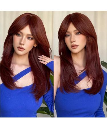 Buy Haircube 23-Inch Long Dark Auburn Synthetic Layered Wig for Women - Perfect for Daily Wear Parties & Cosplay - Buy Online on GoSupps.com
