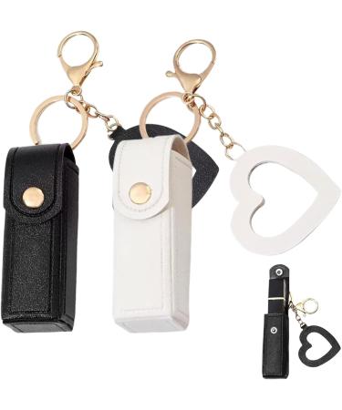 Buy Lipstick Purse & Case - 2PCS Portable Lipstick Holder Set with Heart Mirror | Stylish Gift for Women - Black & White - Buy Online on GoSupps.com