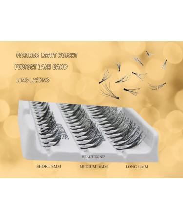 Ultra Thick Individual Eyelash Cluster Eyelashes False Lashes Knotted Lash Extensions Mix Tray Short 8MM - Medium 10MM - Long 12MM 60 Points Beautizone - Buy Online on GoSupps.com