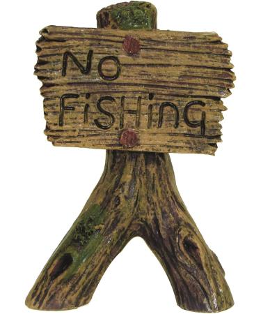 Supa Aquarium Tank Ornament No Fishing Sign Resin - Realistic Wood Finish - 3.8cm x 5.6cm x 8cm - Buy Online on GoSupps.com