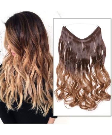 Silk-Co hair extension with rubber band adjustable Secrets hair part synthetic extensions with cord invisible corrugated extensions for women light brown to chestnut brown 50cm 50 cm light brown too chestnut brown - Buy Online on GoSupps.com