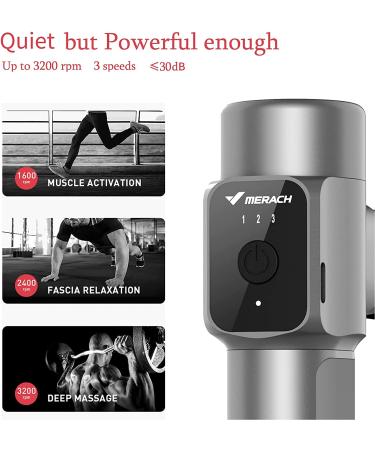 Merach Mini Massage Gun - Portable Percussion Muscle Massager for Athletes - Deep Tissue Relief - Anti-Slip Handle - Gray - Buy Online on GoSupps.com
