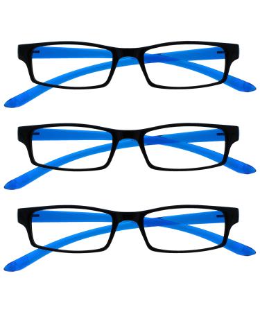 The Reading Glasses Company Black Bright Blue Neck Readers Value 3 Pack Men Women RRR20-3 +2.50