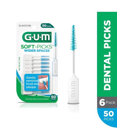GUM Soft-Picks Wider Spaces Dental Picks, 300 Count - 50 Count (Pack of 6) for Effective Oral Care - Buy Online on GoSupps.com