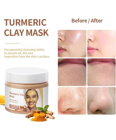Masque l'argile et la vitamine C au curcuma masque hydratant claircissant pour le visage masque l'argile nettoyant en profondeur am liore les points noirs l'acn et les taches brunes - Buy Online on GoSupps.com