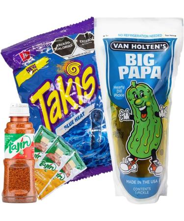 Tajin Big Papa Pickle Kit/Tajin Seasoning & Chamoy Van Holtens Pickle and Takis Blue Heat - Buy Online on GoSupps.com