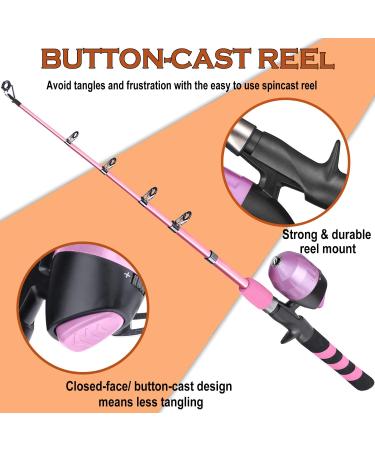 PLUSINNO Kids Fishing Pole Set - Portable Telescopic Rod and Reel Combo Kit with Tackle Box for Boys and Girls - Pink 1.5M - Buy Online on GoSupps.com