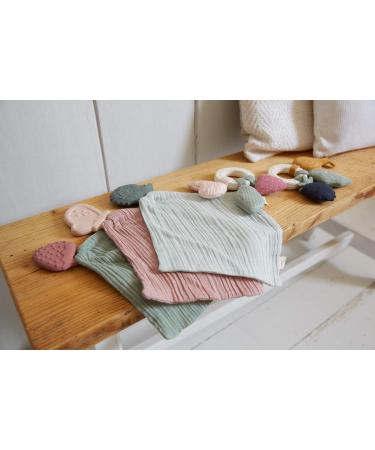 L SSIG Comforter Cloth with Teething Ring | Organic Cotton & Natural Rubber Teether - Strawberry Pink/Mint - Buy Online on GoSupps.com