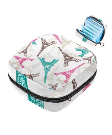 Eiffel Tower Paris women's binding-up bag large menstrual cup bags with zipper periodic inserts bags panty lips tampons for girls and women multi-colored 05