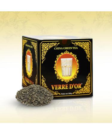 Green Tea from China Golden Glass 500g Gunpowder - Whole Leaves Hand-Harvested 100% Natural Authentic and Vegan No Additives or Preservatives - Buy Online on GoSupps.com