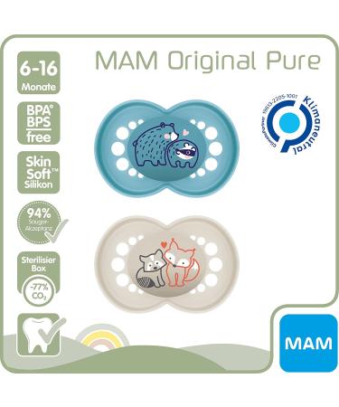 MAM Original Silicone Pacifier Set of 4 - Wood Friends (6-16 Months) with Sterilization Transport Boxes - International Shipping Available - Buy Online on GoSupps.com