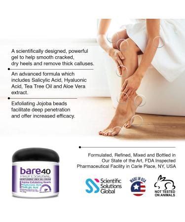BARE 40 PRO 40% Urea Gel with Salicylic Acid, Hyaluronic Acid, Tea Tree Oil, Aloe Vera Extract, Jojoba Beads - 4oz Jar | Works on Corns, Calluses, Cracked Heels | Superior Hydration Formula - Buy Online on GoSupps.com
