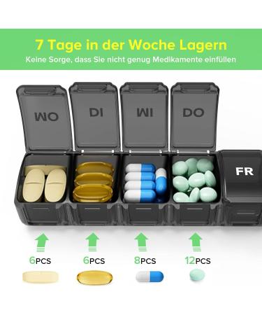 Buy Sukuos 7-Day Pill Box with 2 Compartments | Moisture-Resistant Medication Organizer (Black & White) International Shipping - Buy Online on GoSupps.com