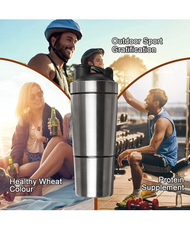 Rocky & Chao Stainless Steel Protein Shaker 700+200ml | Double Wall with Powder Compartment & Ball | Durable Fitness Shaker with Snap Lid - Buy Online on GoSupps.com