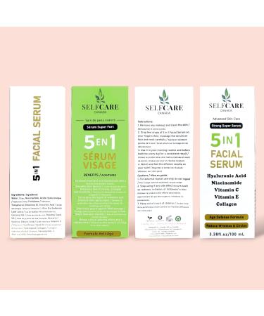 5 IN 1-100ML FACIAL SERUM HYALURONIC ACID with Collagen Vitamin C Vitamin E Niacinamide - CRUELTY-FREE - SELFCARE CANADA - Buy Online on GoSupps.com