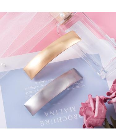HINZIC 2PCS Metal Bar Hair Clip Barrettes - Gold Silver Rectangular French Barrette for Girls & Women - Buy Online on GoSupps.com