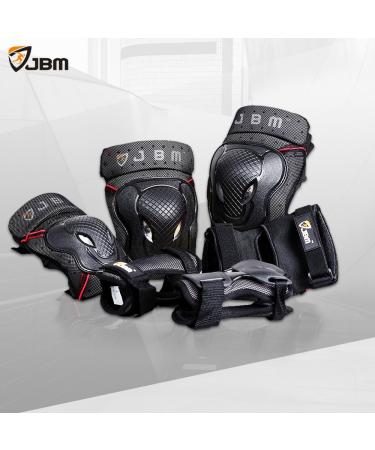 JBM Adult BMX Bike Knee Pads Elbow Pads Wrist Guards Set - Black | Protective Gear for Biking, Riding, Cycling, Multi Sports, Scooter, Skateboard - Buy Online on GoSupps.com